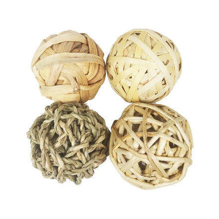 Braided Rabbit Molars Toy Ball Wooden Parrot Totoro Snack Nibble Toy Bag for Small Animals Including Guinea Pig Rabbit