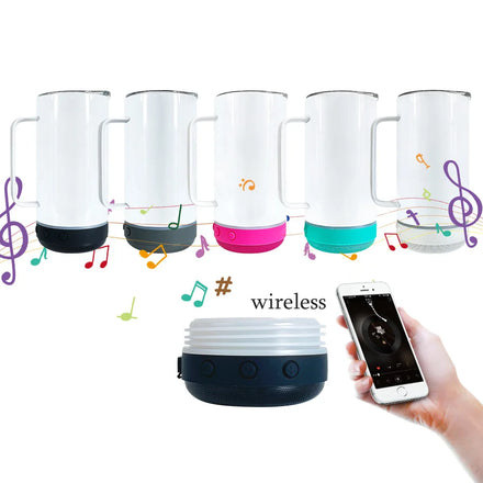 USB Charging 14oz Tumbler Bottle Wireless Music Cup Handle Smart Straight Display Speaker White Sublimation Blanks Applicable