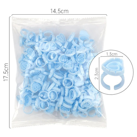 Hot 100pcs Blue Pink Heart Shaped Glue Ring Holder Volume Rings for Eyelash Extension Tools Eyelash Glue Ring