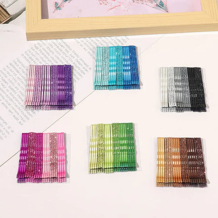 24Pcs/bag Wholesale Latest Hair Pins Accessories Girls Bling Glitter Women Candy Color Metal Bobby Pins Hairpins for Bun Salon