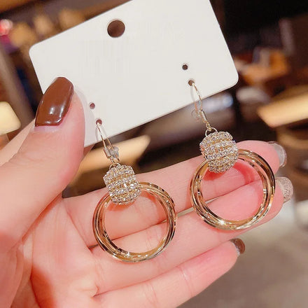 Zooying Vintage Luxury Personalized Jewelry New Latest Design Women Circular Zircon Stud Earring
