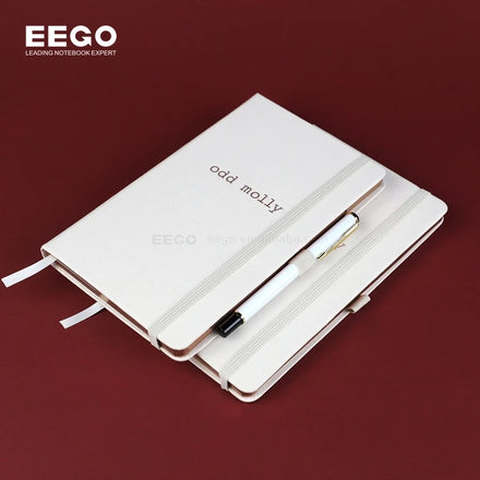 Custom A5 Hardcover Rose Gold Logo Printing Cloth Journals Self Improvement White Linen Mindset Mood Thermal Binding