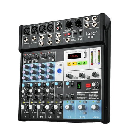 Biner MX8 Professional MP3 Computer Input 8 Channel Digital Audio Mixer