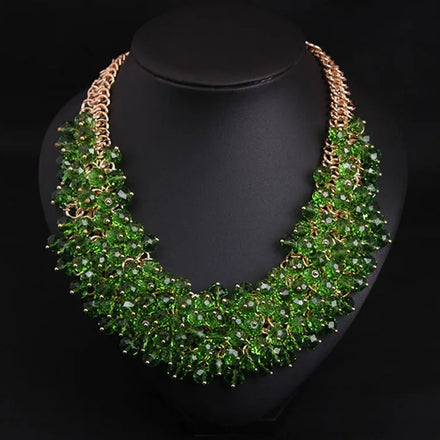 Factory Wholesale American Chunky Multi Beaded Choker Short Necklace Fashion Handmade Crystal Beading Necklace for Women