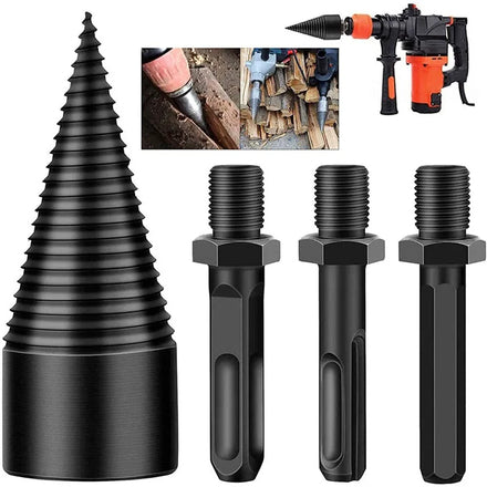 HeRui Hr028-E High-efficiency Wood Split Cone Drill Bit Round/Square/Hexagonal Shank Firewood Drill Splitter 3-Year Warranty