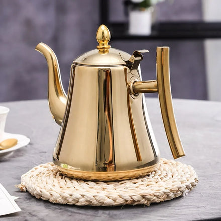 Stainless Steel Teapot 304 Thick Commercial Hotel Restaurant Tea Kettle Teapots Flower Restaurant Strainer Kitchen Accessories