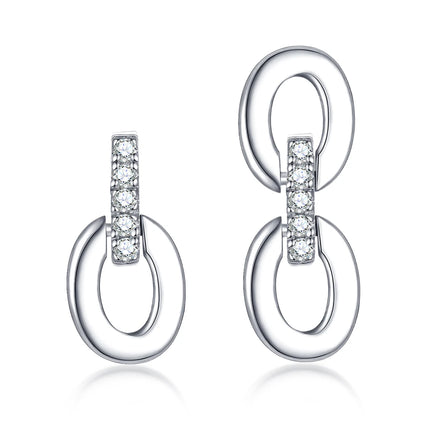 Fashion Personality Women Jewelry Earring Asymmetric AB Version Circle Fashion Zircon Stud Earrings