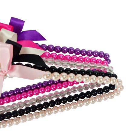 Wholesale 40cm ABS Beaded Pearl Clothes Hanger with Ribbon Decor for Hotel Use Hot Sale