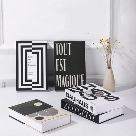 Fashion Living Room Foldable Empty Faux Dummy Fake Books Box Book Decor Bauhaus Modern Art Stripe Black and White Home Decor