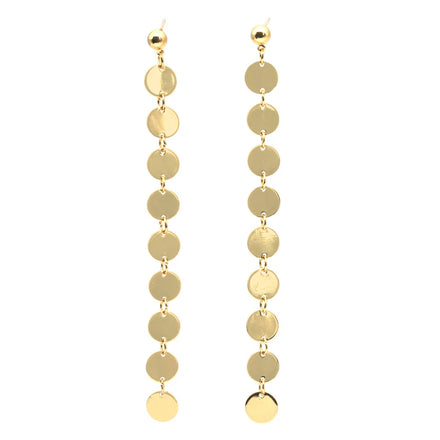 Hipster Nightclub Jewelry Personality Temperament Earrings Gold Small Round Piece Long Tassel Earrings for Women Girls