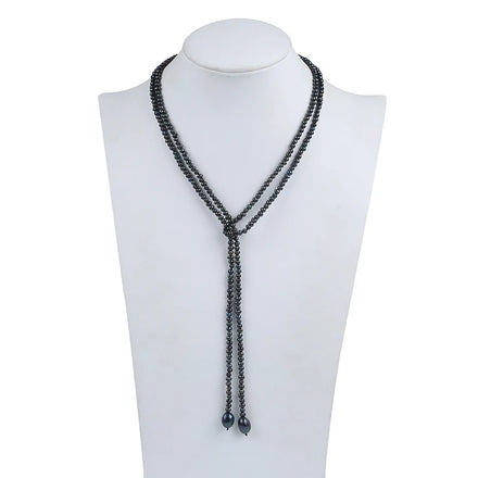 Zhuji Best-Selling Luxury Design Potato Shape Natural Freshwater Real Black PearlNecklace for Sale