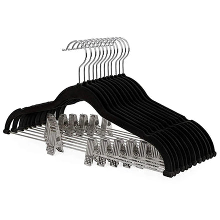 Flocking with Clamps Magic Crease Resistant Plastic Clothes Hanging Flocking Multi-functional Non-slip Hanger