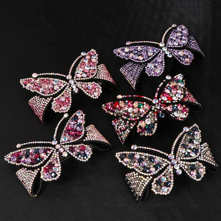 HX-318 Wholesale Sweet Women Hair Pin Colorful Rhinestone Duck Hairclip Mini Butterfly Hair Clip Accessories