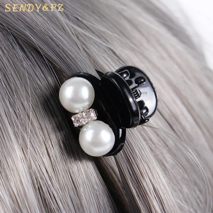 Korean Style Pearl Acrylic Clip Hairs Claw Black Elegant Bow Flower Hair Clamp Women Clip Hairs Ponytail Wholesale