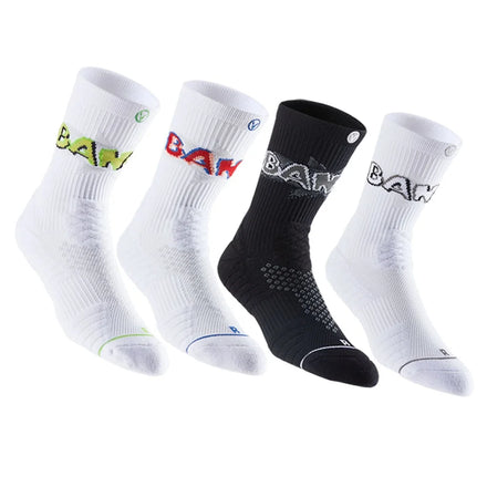 Veidoorn Elite Thick Sports Socks Non-Slip Strips with Durable Towel Bottom for Basketball for Autumn Season