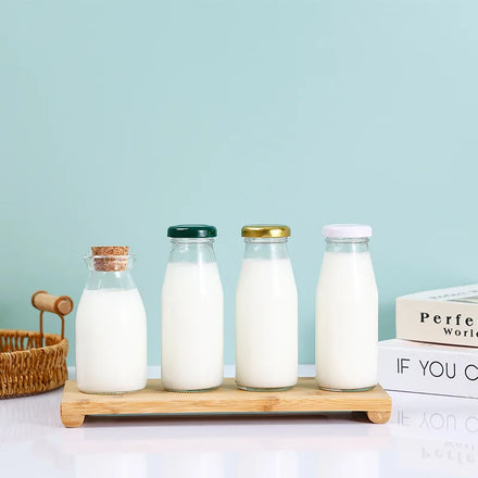 Top Selling 200ml 250ml 500ml 1000ml Glass Beverage Bottles Screw Cap Screen Printing Milk Juice Wholesale Empty Containers