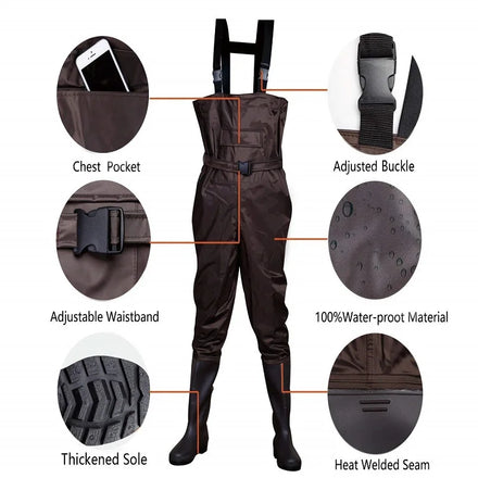 Waterproof Nylon PVC High Chest Waist Flying Fishing Wader Rubber Boots Hunting Fishing Waders