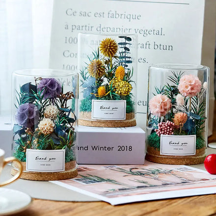 Ychon Preserved Fresh Flower Home Decoration Christmas Birthday Gifts for Women Mom Grandma Wife with Glass Cover Fashionable