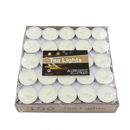 White Paraffin Wax 4 Hour Burning Smokeless European Tea Light Unscented Candles 100% Cotton Wick for Birthdays New Year Home