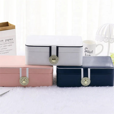 Wholesale Packaging Boxes Jewelry Box Organizer Double Layer Pu Leather with Lock Necklace Earring Ring Bracelet Jewelry Boxes