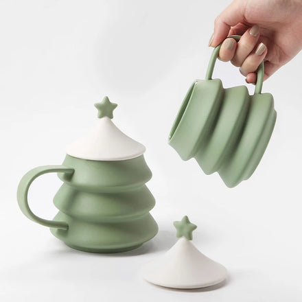 NEW Christmas Tree Shaped Ceramic Coffee Mug Breakfast Milk Oatmeal Tea Juice Water Cup Office Restaurant Drinkware Sets Gift