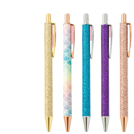 Huatong Comfortable Cute Mixed Color Fancy Metal Retractable 1.0mm Journaling Ballpoint Pen for Office Supplies