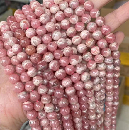 Natural High Grade AAA Argentina Rhodochrosite Gemstone Smooth Round Loose Beads for Jewelry Making DIY Findings