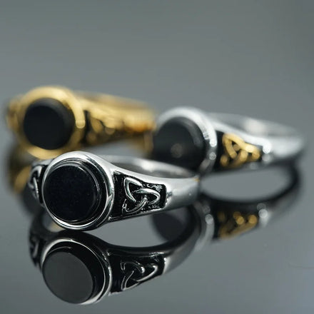2023 New Fashion Viking Ring Titanium Steel Jewelry Gemstone Stainless Steel Ring Woven Pattern Mens Dominant Personality Ring