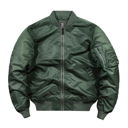 KMS Custom Wholesale Green Outdoor Pilot Jacket Men's Outerwear Coat Formal Flight Bomber Jacket Stand Collar