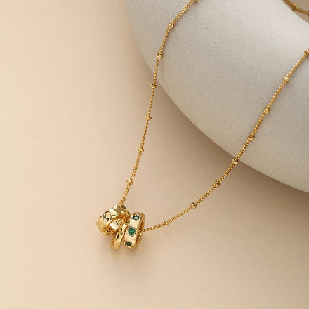 Hot Selling Fashion 18k Gold Plated Emerald Zircon Necklace Removable Pendants Beads Necklace for Women