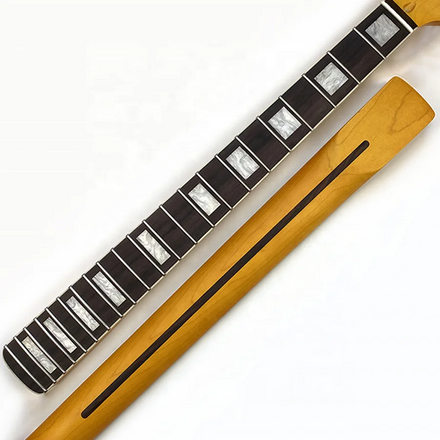 22 Fret Satin Maple Electric Guitar Neck ST Electric Guitar Neck with Large Headstock and White Binding