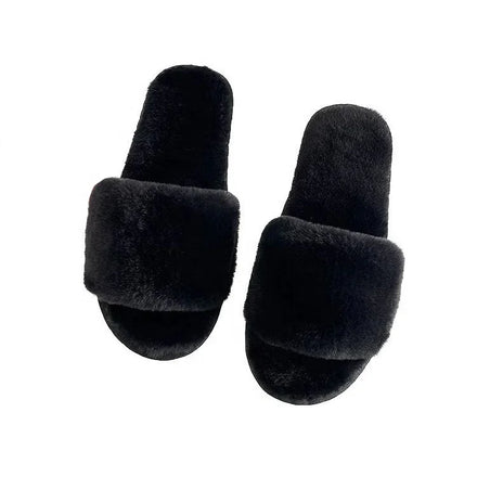 2022 Fur One Strap slippers Women's Autumn Winter Indoor Soft Thick Bottom Non-slip Household Quiet Warm Indoor slippers