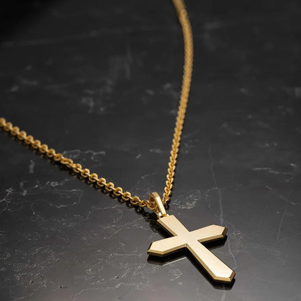 Hip Hop 18k Gold Plated Stainless Steel Custom Chain Cross for Men Blank Hollow Out Cross Pendant Necklace Men's Jewelry