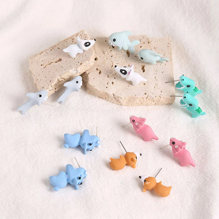 Animal Ear-biting Accessories Stud Earringsfashioncolored Resin Cute Trendy FS Dinoshort Sleeveorgi Hicasualale Small Acdaily