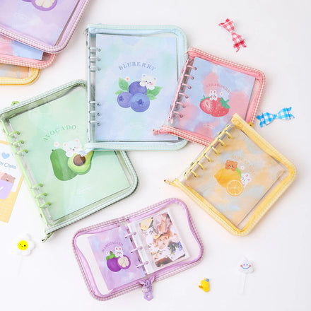 A5/A7/A8 Glitter PVC Loose Leaf Binder Planner 6Rings and Mini 3 Rings Plastic Notebook Cover with Fabric Edges Photo Album