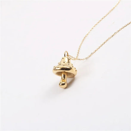 Fenny 18K PVD Plated Classic Permanent Mushroom Pendant Sweater Chain Necklace No Fade Stainless Steel Jewelry Wholesale