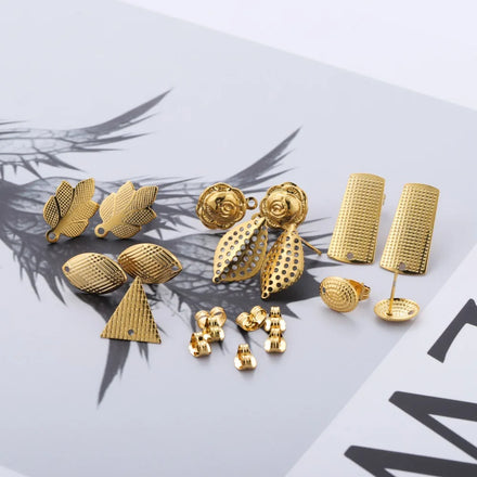Pvd Gold Earrings with Holes Wholesale Creative Personality Stainless Steel Jewelry Earring Findings Accessories for Women