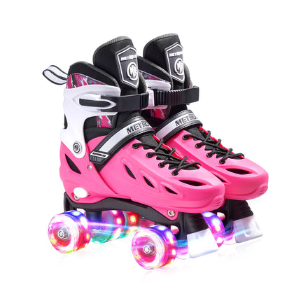 Popular Quad Roller Skates Flashing Roller PU 4 Wheels Fixed Sizes Hard Boot Roller Skate Shoes for Outdoor Sports Adults