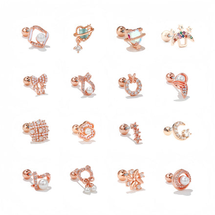 Fashion New Trending Jewelry Wholesale Color Zircon Piercing Earrings Elegant Girls Pearl Earrings Flash Women Ear Bone Stud