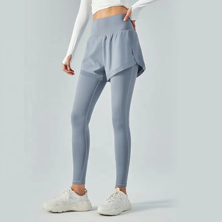 Factory Sportswear Supplier 2 in 1 Mini Skirt Yoga Pants Mesh Fitness Leggings