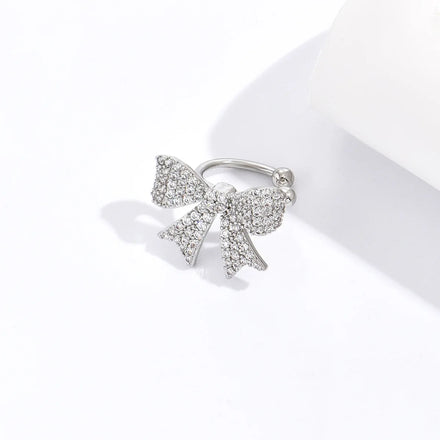 Gaby Trendy Body Jewelry Non-Piercing Silver Gold-Plated Ear Cuff Bow Snake Butterfly C-Shaped Double Ring Ear Clip Zircon