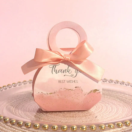 Yiwu Cheap Wholesale Paper Material Wedding Souvenirs Empty Pillow Shaped Favors Thank You Pink Wedding Party Box for Door Gifts