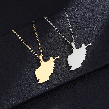 Manufacturer Stainless Steel Silver 18K Gold Plated City Province Flag Map Charm Necklaces Afghanistan Map Pendant Necklace