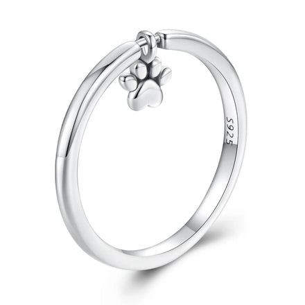 SCR892 Real 925 Sterling Silver Lovely Cat Pet Claw Link Rings for Women Cute Animal Ring Girl Jewelry Dog Lover Gift