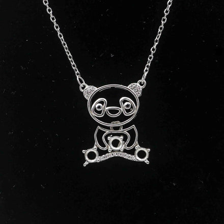Sterling Silver 4*4mm Semi Mount Necklace Empty Support Blank Claw Setting S925 Base Holder Without Center Stone for DIY Inlay