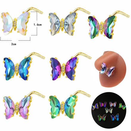 Gaby New Nose Piercing Spring Big butterfly Nose Rings Stainless Steel Nose Studs Piercing Wholesale Body Jewelry
