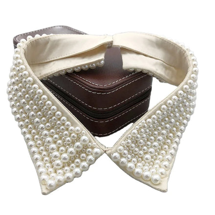 Vintage Style Women's Diamond Pearl Choker Necklace False Fabric Collar Religious Style for Party Occasions