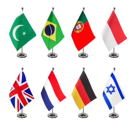 Metal Mini Stand Top Office Desk Flag Table Top Flag World Table Flags Banner Stand