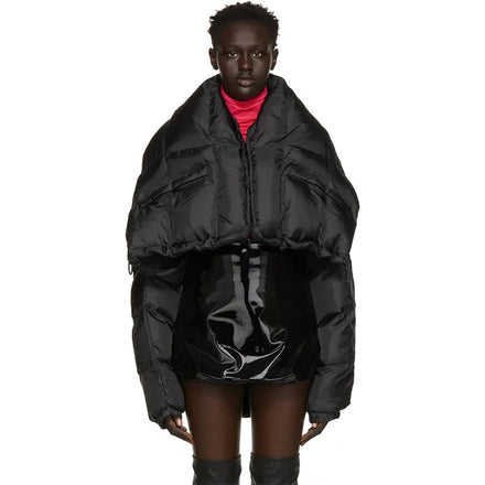 Custom Womens Bomber Shiny Puffer Coat Down Crop Jacket Casual