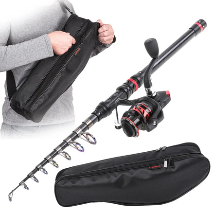 SNEDA Fishing Rod and Reel Combos Set Telescopic Fishing Pole With Spinning Reels 1.8M - 3M Carbon Fiber Fishing Rod